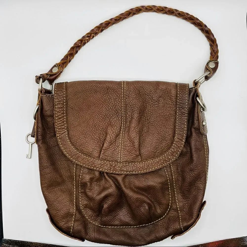 Vintage Fossil Leather Shoulder Bag